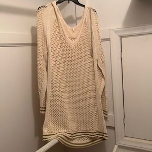 Free People cream crochet cover up